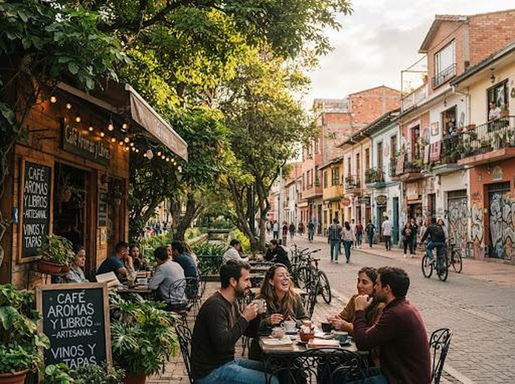 Bulevar del Parkway con cafés y librerías